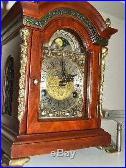 English/Dutch 8 day Warmink Bracket Clock Moon phase, 2 bells, Pendulum Movement