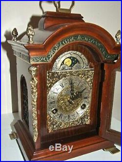 English/Dutch 8 day Warmink Bracket Clock Moon phase, 2 bells, Pendulum Movement