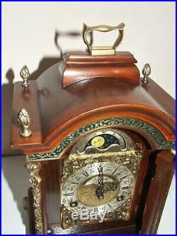 English/Dutch 8 day Warmink Bracket Clock Moon phase, 2 bells, Pendulum Movement