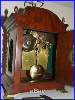 English/Dutch 8 day Warmink Bracket Clock Moon phase, 2 bells, Pendulum Movement