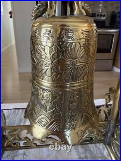 Estate Sale Find Vintage Chinese Brass Temple Bell on Stand with Mallet