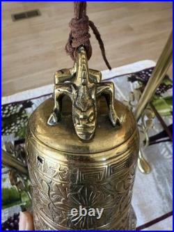 Estate Sale Find Vintage Chinese Brass Temple Bell on Stand with Mallet