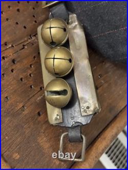 European Antique Brass Horse Sleigh Bells Unique See Pictures