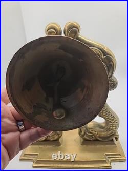 FAB Vintge LARGE 12+T BRIGHT BRASS Dragon Fish Dolphin Ship Bell GREAT DETAIL
