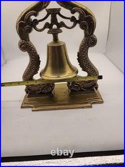 FAB Vintge LARGE 12+T BRIGHT BRASS Dragon Fish Dolphin Ship Bell GREAT DETAIL