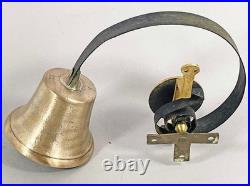 FINE ANTIQUE BRASS FRONT DOOR / SERVANT BELL ON SPRING 1850 butler shop D