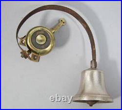 FINE ANTIQUE BRASS FRONT DOOR / SERVANT BELL ON SPRING 1850 butler shop a