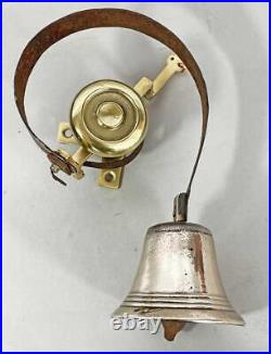 FINE ANTIQUE BRASS FRONT DOOR / SERVANT BELL ON SPRING 1850 butler shop b