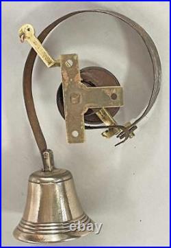 FINE ANTIQUE BRASS FRONT DOOR / SERVANT BELL ON SPRING 1850 butler shop b
