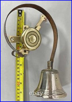 FINE ANTIQUE BRASS FRONT DOOR / SERVANT BELL ON SPRING 1850 butler shop b