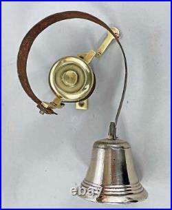 FINE ANTIQUE BRASS FRONT DOOR / SERVANT BELL ON SPRING 1850 butler shop b