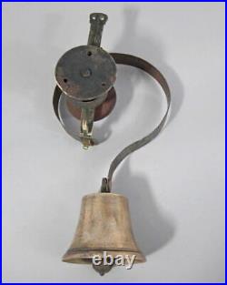 FINE ANTIQUE BRASS FRONT DOOR / SERVANT BELL ON SPRING 1850 butler shop q