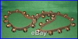 Fabulous Antique 28 Horse Brass Sleigh Bells on Original Leather Strap Inv#RW08