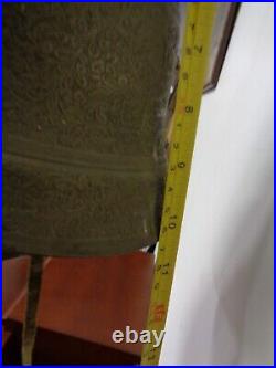 Fabulous Large 12 Heavily Carved Solid Brass Bell+mount