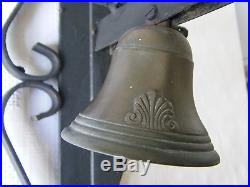 Fabulous Vintage French Wrought Iron Brass Chain Pull Door Bell Wall Mounted