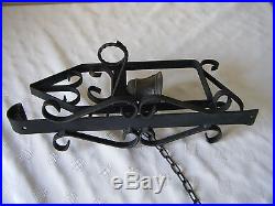 Fabulous Vintage French Wrought Iron Brass Chain Pull Door Bell Wall Mounted