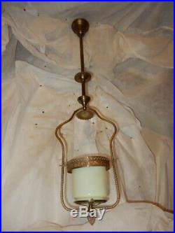 Fancy Brass Gas Chandelier Fixture Vasekine Opalescent Shade with Smoke Bell