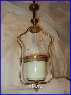 Fancy Brass Gas Chandelier Fixture Vasekine Opalescent Shade with Smoke Bell