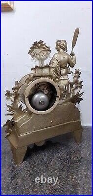 French Antique ornate, gilt 8 Day bell striking mantle clock. Circa 1890. Workin