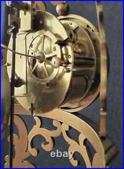 French Skeleton Clock Antique Vincent & Cie Glass Dome 8 Bell Strike