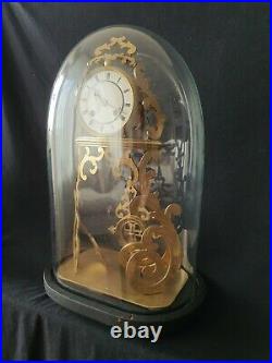 French Skeleton Clock Antique Vincent & Cie Glass Dome 8 Bell Strike