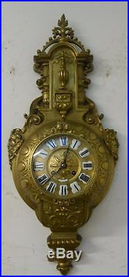 French bell striking brass cartel wall clock c1900s