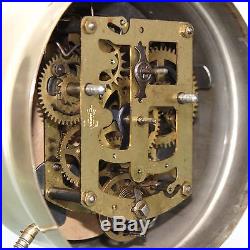 GUSTAV BECKER Alarm Clock Antique Mantel BELL 1910s! Germany Shelf Brass/Glass