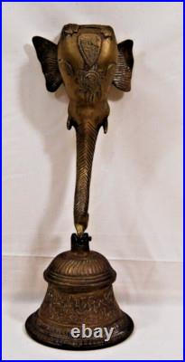 Ganesha Elephant Temple Bell Brass Wall Mounted Garden Bell Vintage