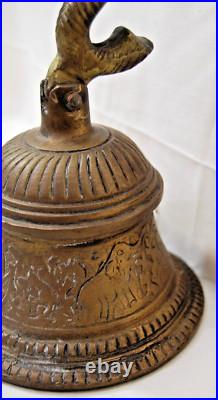 Ganesha Elephant Temple Bell Brass Wall Mounted Garden Bell Vintage