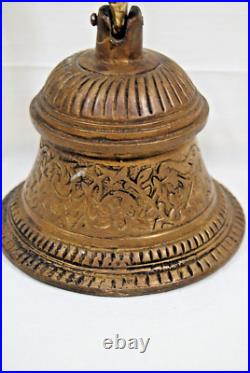 Ganesha Elephant Temple Bell Brass Wall Mounted Garden Bell Vintage