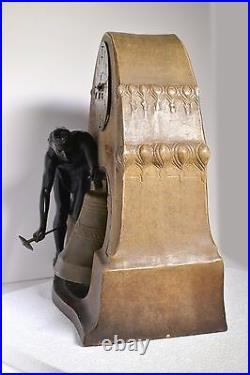 Giant Antique Austrian Goldscheider Ceramic Clock 1903 Schillers Bell