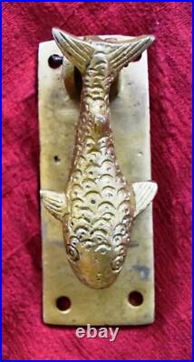 Golden Brass Fish Shape Door Knocker Nautical Style Home Door Bell Dec MJ182