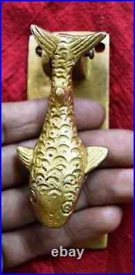 Golden Brass Fish Shape Door Knocker Nautical Style Home Door Bell Dec MJ182