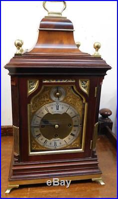 Good mahogany and brass triple fusee bracket clock on 8 bells & 5 gongs, small