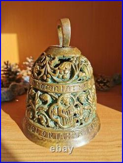 Gothic Brass Bell Figural Antique Victorian Era Reproduction of 15th Cent (P)