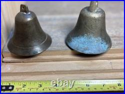 Great LOT of Vintage & Antique Brass/Metal Bells LOT of 4 Swiss And Nautical