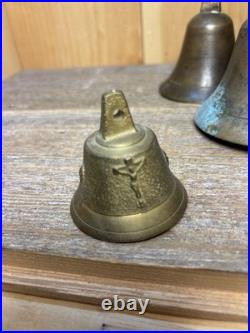 Great LOT of Vintage & Antique Brass/Metal Bells LOT of 4 Swiss And Nautical