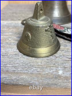 Great LOT of Vintage & Antique Brass/Metal Bells LOT of 4 Swiss And Nautical
