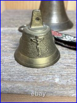 Great LOT of Vintage & Antique Brass/Metal Bells LOT of 4 Swiss And Nautical