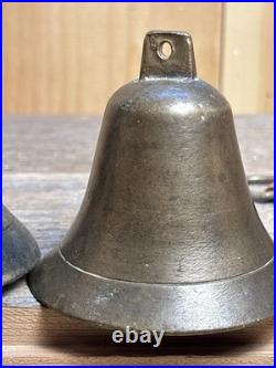 Great LOT of Vintage & Antique Brass/Metal Bells LOT of 4 Swiss And Nautical