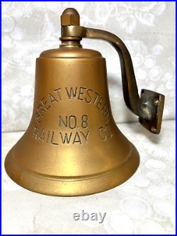 Great Western Railway Co. No 8 Brass Bell with Clapper with Brass Hanging Bracket