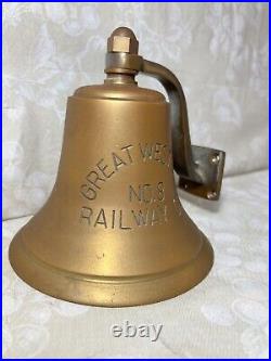 Great Western Railway Co. No 8 Brass Bell with Clapper with Brass Hanging Bracket