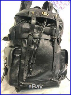 Gucci Gg Re(belle) Mens's Large Grain Leather Backpack Rucksack Black Msrp $3490