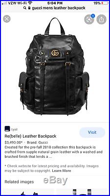 Gucci Gg Re(belle) Mens's Large Grain Leather Backpack Rucksack Black Msrp $3490