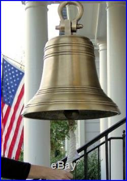 HUGE 18 Inch Ridged Antiqued Brass Bell with Shackle-82 pounds