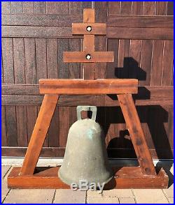 HUGE Antique California BRONZE MISSION BELL Architectural Salvage Church Brass