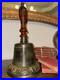 HUGE Vintage Brass Captain's Bell Wood Handle Decorative Bell 15 1/2 Tall