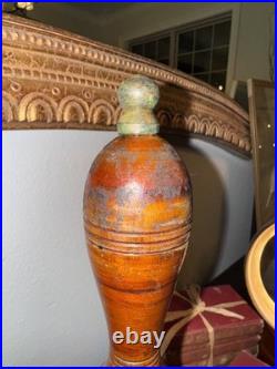 HUGE Vintage Brass Captain's Bell Wood Handle Decorative Bell 15 1/2 Tall