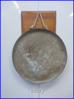 Halloween Sale Original Brass Metal Round Plate Old Vintage Gong Bell Mallet
