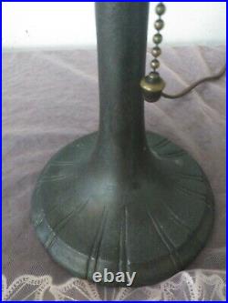 Handel table lamp with reversed painting of ships on globe/ pull chain switch